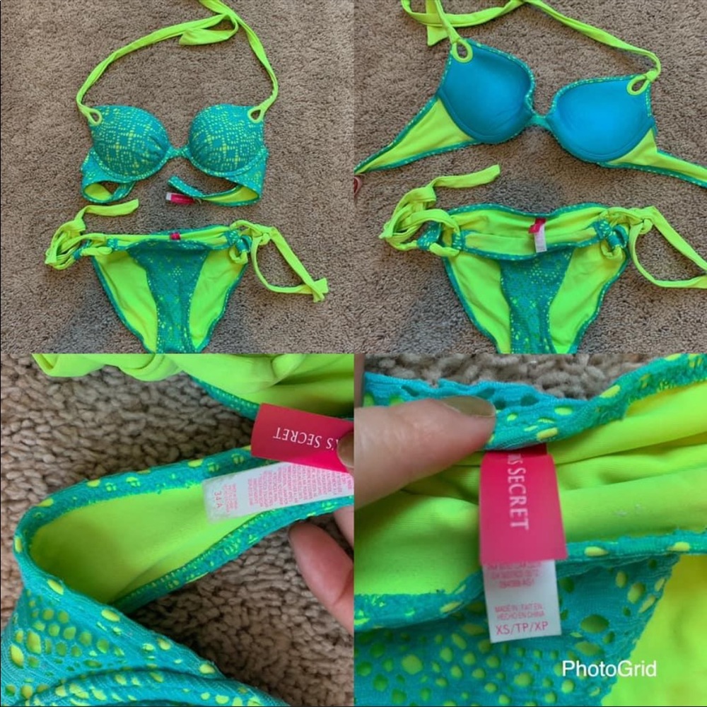 ✨Victoria secret blue an yellow bathing suit set ✨